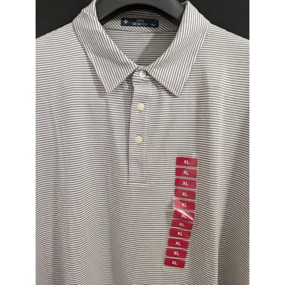 XL New Member's Mark Mens Gray Grey Stripes Striped cotton polo shirt top summer - Picture 1 of 5